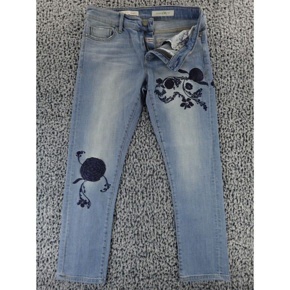 Hyphen 28 Denim - Pilcro‎ Hyphen 28 Womens Light Wash Embroidered Flower Skinny Jeans Size 28